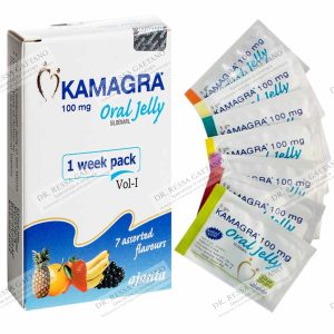 Confezione di Kamagra oral jelly con le bustine di gel al sildenafil