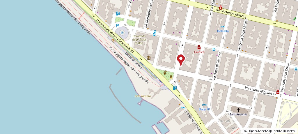 Mappa con il punto dell'ambulatorio in via Cataldo Nitti 161 a Taranto